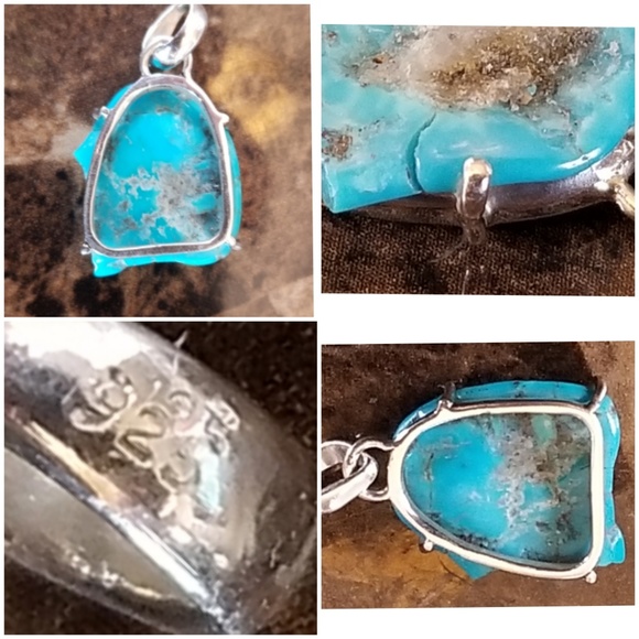 Rough Sleeping Beauty Turquoise Pendant 1.25" - Picture 6 of 7